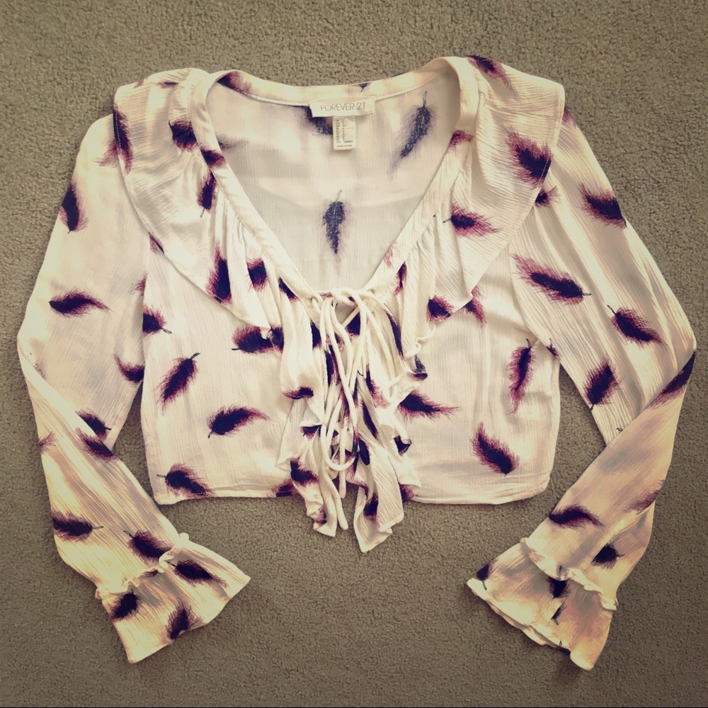 FOREVER21 Feather Crop Top